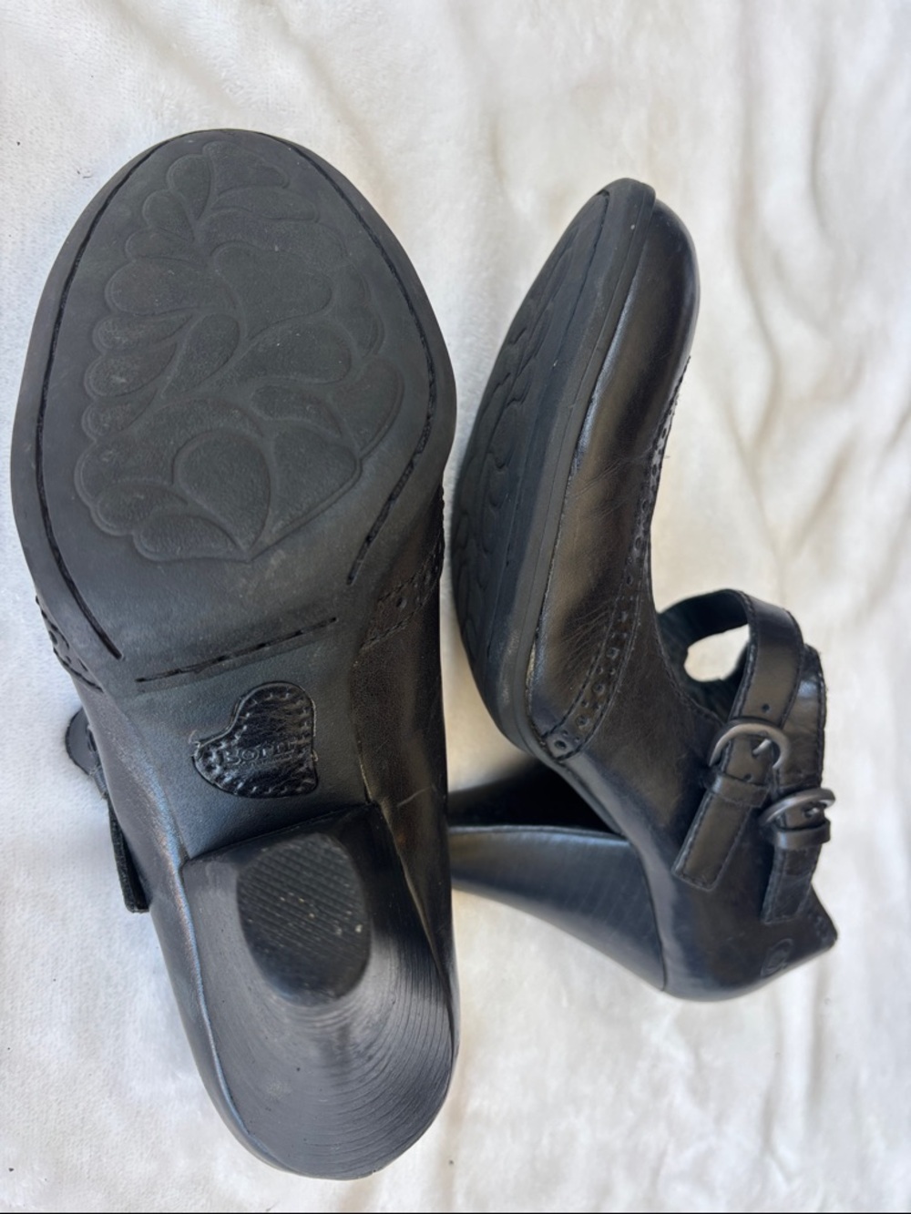 Born Black Leather Mary Jane Heels with Double Buckle - Picture 3 of 4